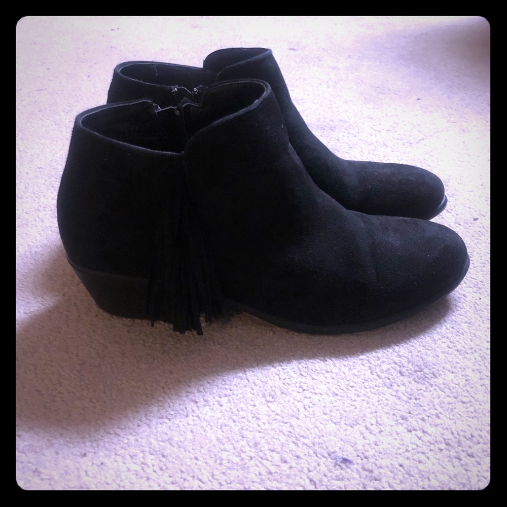 Black Fringe Booties